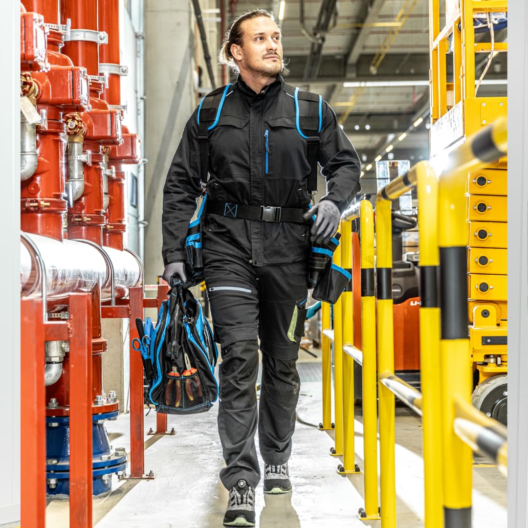 Högert Technik - Sac d'électricien résistant | Sac à outils d'électricien | Multifonction pour bricoleurs | En polyester 600D | 3 poches latérales | 4 poches extérieures | 3 compartiments principaux