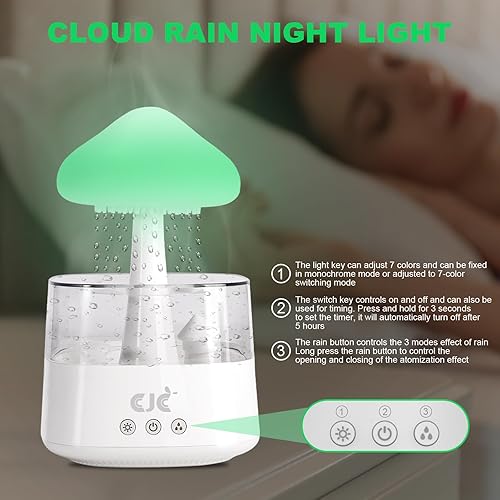 Miniatura 3 de Humidifiers for Bedroom, 7 Color-Changing Led Night Lights, Aromatherapy Essential Oil Diffusers, Bedside Mushroom Water Drip Cloud Diffuser