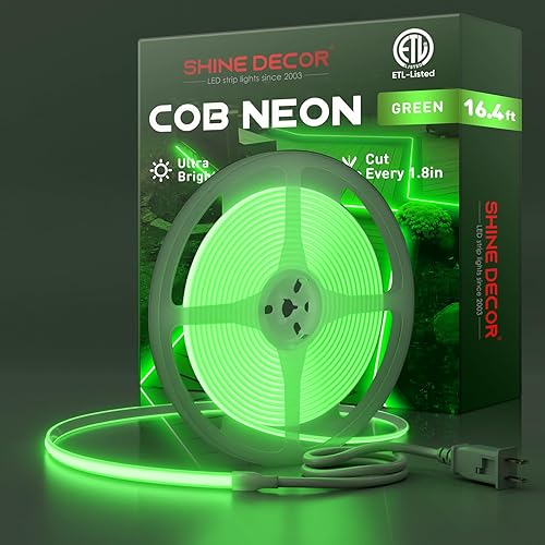 Miniatura 23 de Shine Decor Cuerda de Luces LED COB CA 120V, 800lm Ultra Brillante, IP65 Impermeable Resistente al Frío Tira de Neón ETL, Iluminación en Cinta Sin