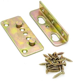 No-Mortise Bed Rail Brackets Set of 4 -Premium Heavy Duty Rust Proof Frame Bracket for Connecting to Wood with #8 x 1" Harden Screws