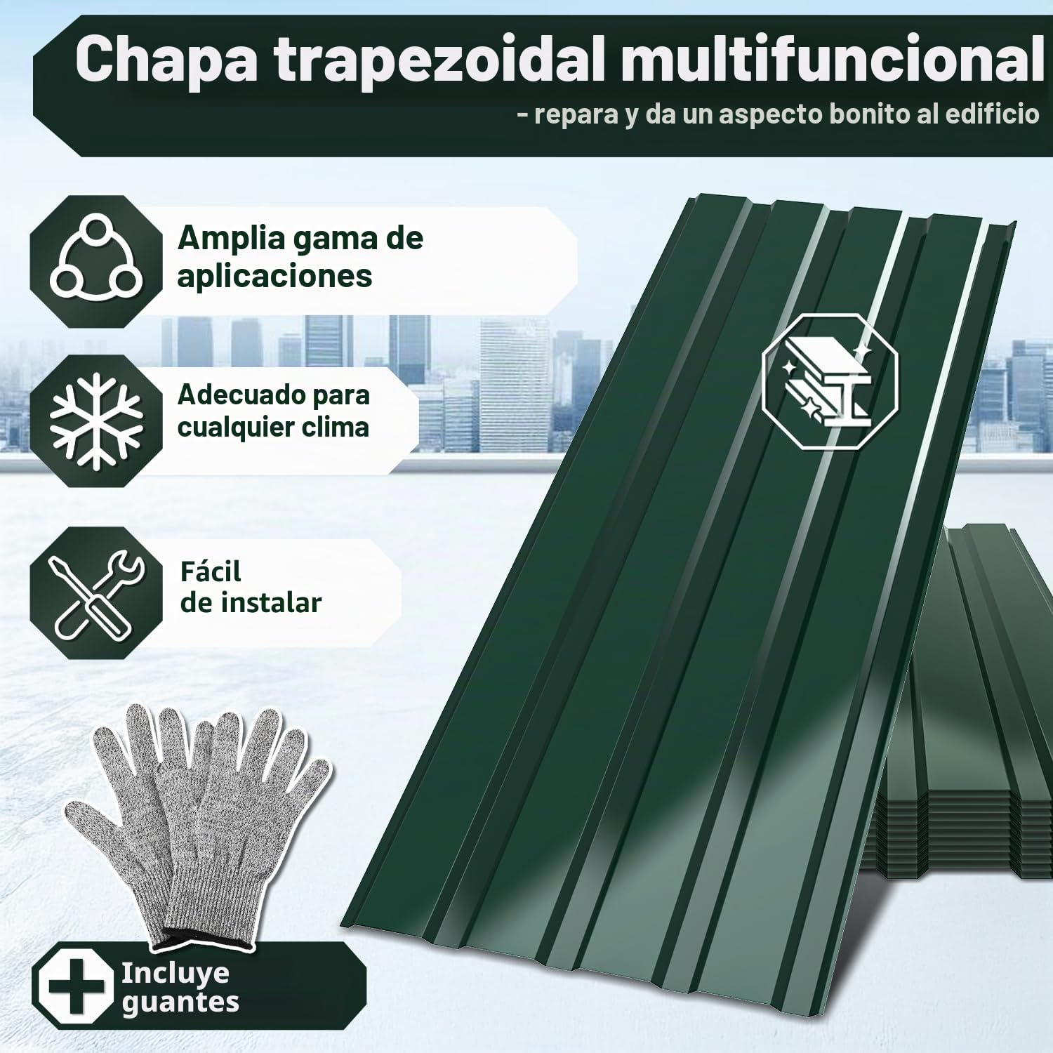 Chapa perfilada, 24 unidades de chapa trapezoidal, chapas para tejado galvanizadas, placas para tejado chapas onduladas 129cm x 46cm = 14 m², chapa para tejado acero 0,25mm, para carport