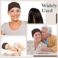 Vista 5 de Janmercy 4 Pcs Bamboo Fiber Wig Caps Bamboo Wig Liner Skull Cap Chemo Headwear Liner Sleep Hat for Hairloss Bald Cancer Women