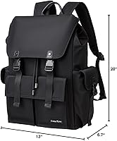 Vista 10 de Mochila negra para hombre, mochila para laptop de 16 pulgadas con compartimento para computadora, mochila delgada e impermeable con cordón