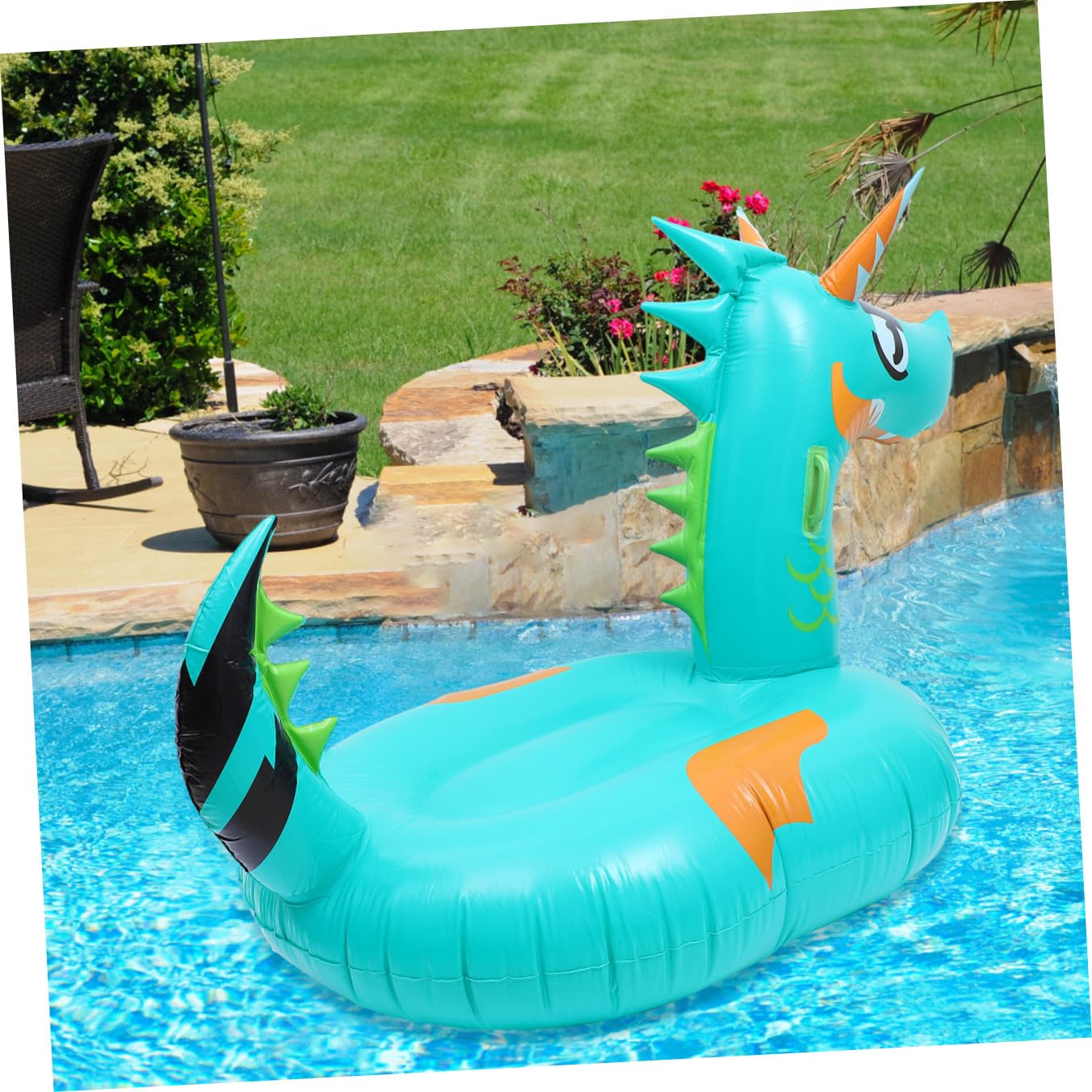 TOYANDONA Tappeto Galleggiante Gonfiabile Forma Di Drago Per Adulti Materia Resistente e Leggera Per Piscine e Relax Estivo