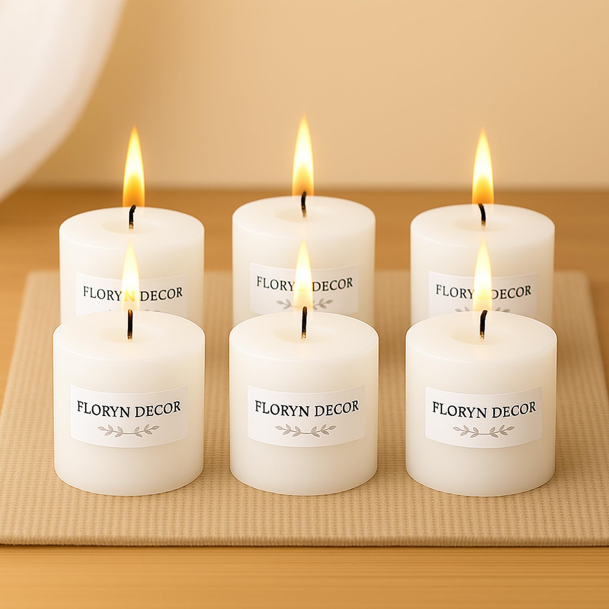 Floryn Decor Pillar Candles for Home Decor | Dripless, Smokeless & Long Burning Candles | Burning Time- 30 Hours, Size- 2 by 2 Inches (Unscented, Set of 6)-image-47