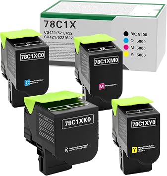 78C1X Toner Cartridge 4-Pack Replacement for Lexmark CS421 CS521