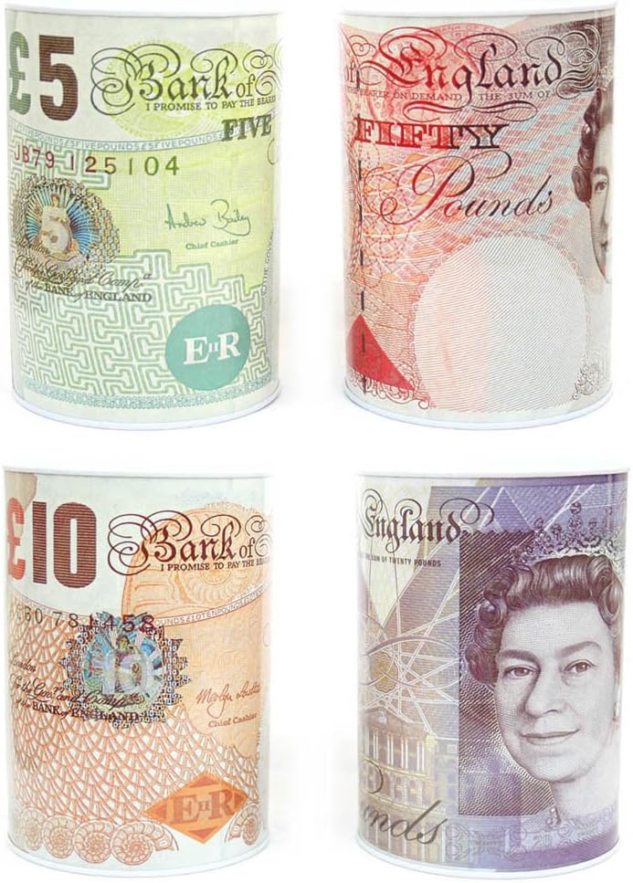 British Bank Note Novelty Tin Metal Money Box Savings Bank