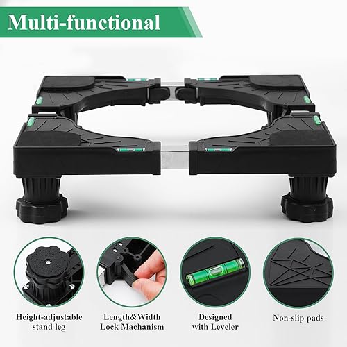 Miniatura 5 de I'SMARTMOON Mini nevera-soporte de 4 pies fuertes, base ajustable para lavadora Dolly, para muebles, soporte portátil para secadora de refrigerador,