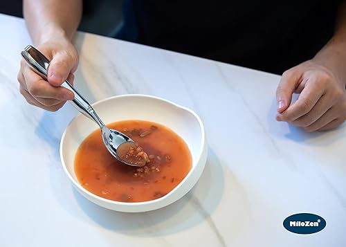 Miniatura 3 de Utensilios con peso para temblores de manos, cubiertos adaptables de acero inoxidable, juego de cuchara y tenedor para ancianos, artritis,