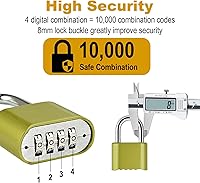 Vista 7 de Candado de combinación resistente de 2 o 4 unidades, candado de combinación de 4 dígitos resistente a la intemperie con grillete largo/corto