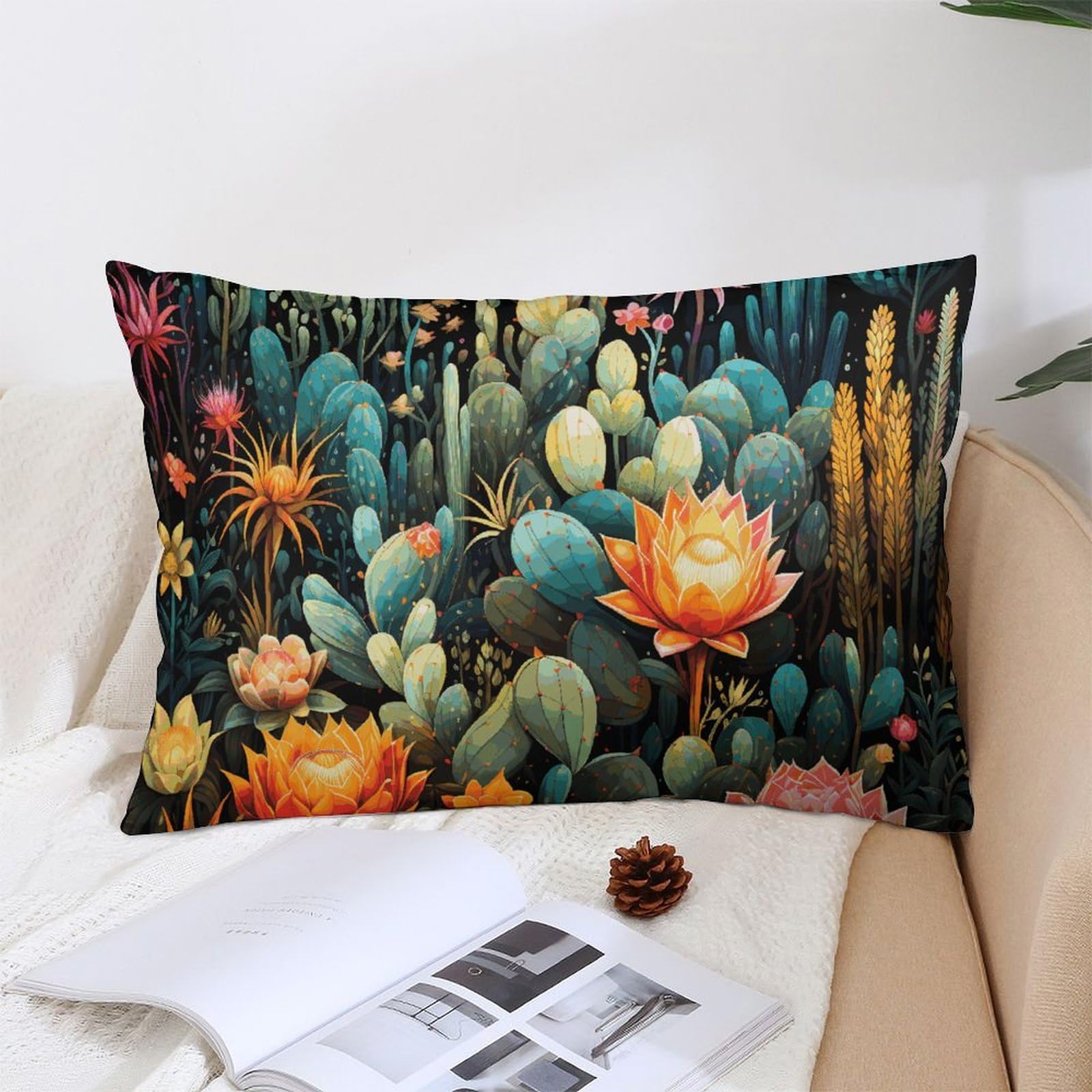 NTVOWPZO Decoration Throw Pillow Covers 12 "x20 Pillowcases Covers Colorful Cactus Pattern Soft Pillowcases Modern Farmhouse Home Decor Sofa Cushions Covers for Couch Bed Living Room