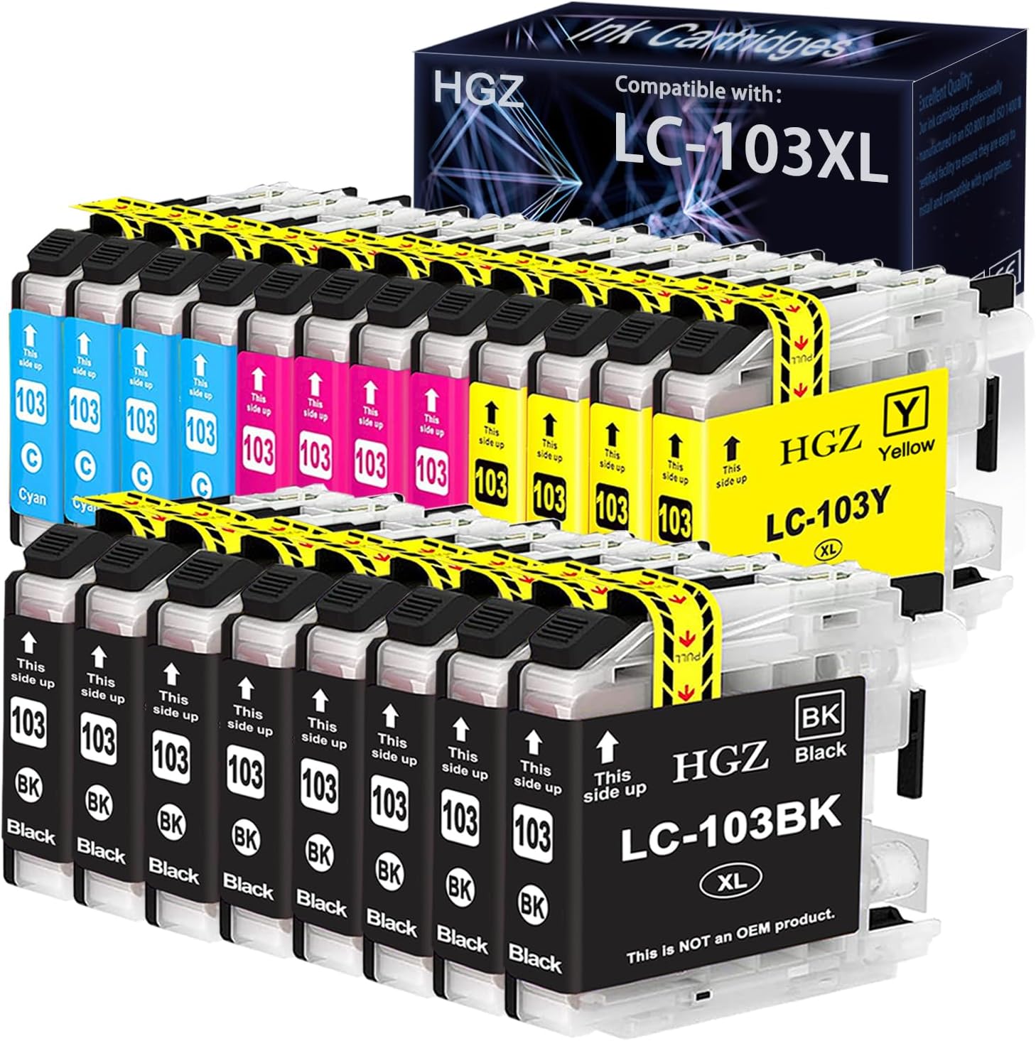HGZ LC103XL Compatible Ink Cartridges Replaccement for Brother LC103XL LC103 LC101XL LC101 Work for MFC-J870DW MFC-J6920DW MFC-J6520DW MFC-J450DW MFC-J470DW Printer (8BK, 4C, 4M, 4Y, 20-Pack)