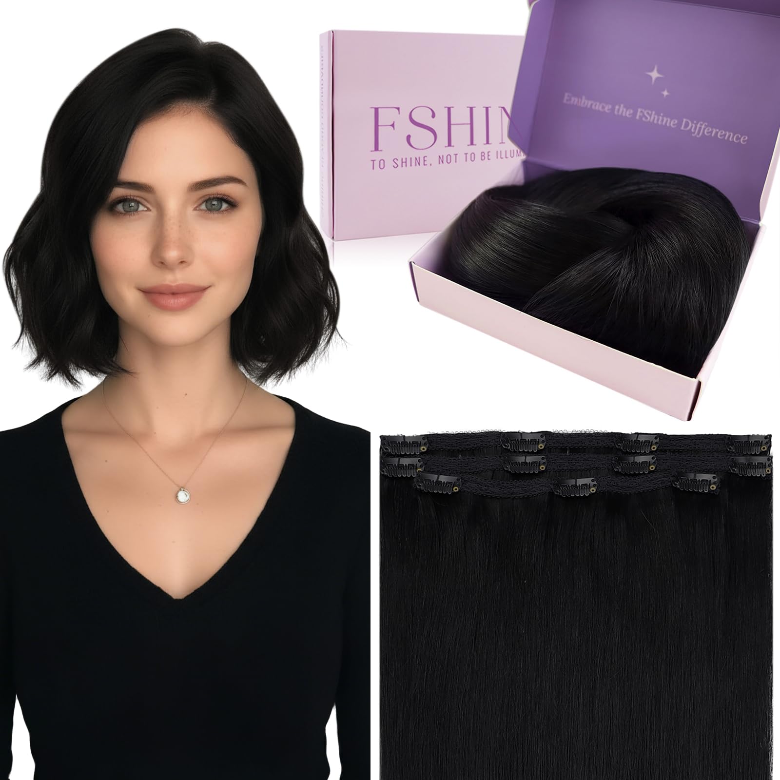 Fshine Clip Extensiones Humano 22 Pulgadas 55CM 120g Extensiones de Pelo Rubio Blanco Remy Hair Clip in Extensiones 7 Piezas Color 60 Extensiones de Cabello Natural Color 60 — view 54