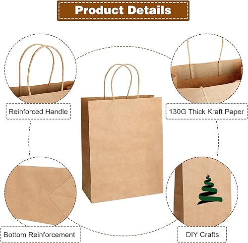 Miniatura 3 de Moretoes 40 bolsas de papel marrón con asas bolsas de regalo de varios tamaños bolsas de papel kraft bolsas de compras de papel bolsas de