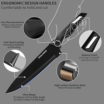 Knife Set,12-Piece Premium Kitchen Knife Set with Universal Knives Block,Anti-Rust Non-Stick High-Carbon Stainless Steel Extra-Sharp Chef Knives for Kitchen,Dishwasher Safe,Non-slip Ergonomic Handle