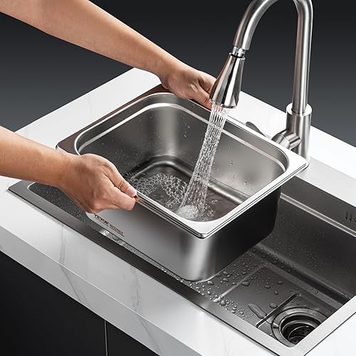 Miniatura 29 de Vevor Paquete de 4 bandejas de mesa de vapor de 3.7 pulgadas de profundidad, tamaño completo con tapa de 20.8 pulgadas de largo x 13 pulgadas