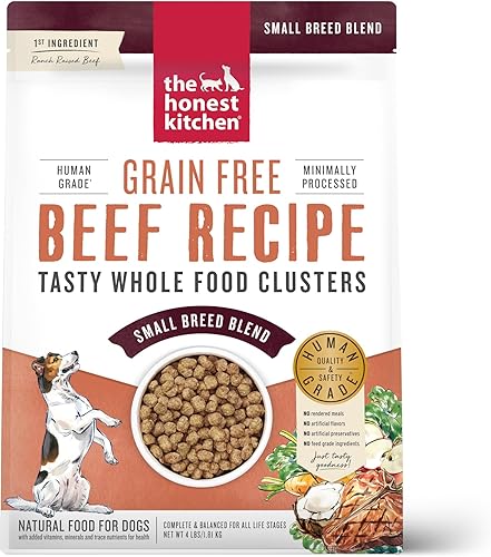 The Honest Kitchen Whole Food Clusters - Alimento seco para perros de raza pequeña, sin granos, bolsa de 4 libras