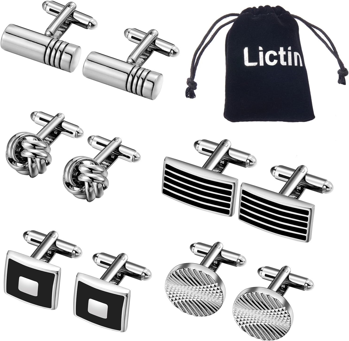 Men's Cufflinks Cuff Links for Men, Stainless Steel Tuxedo Shirt Cuff Links Set