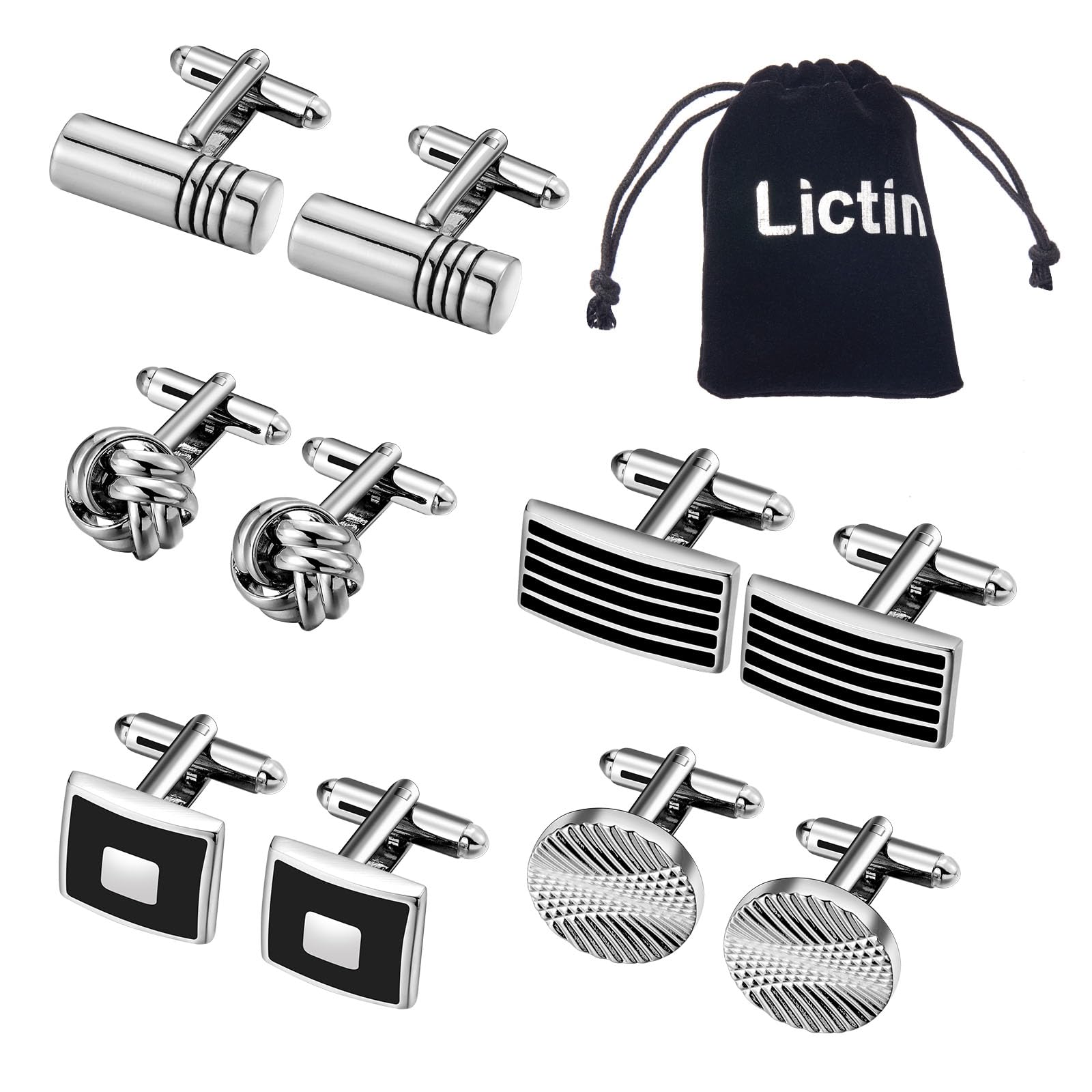 Men's Cufflinks Cuff Links for Men, Stainless Steel Tuxedo Shirt Cuff Links Set