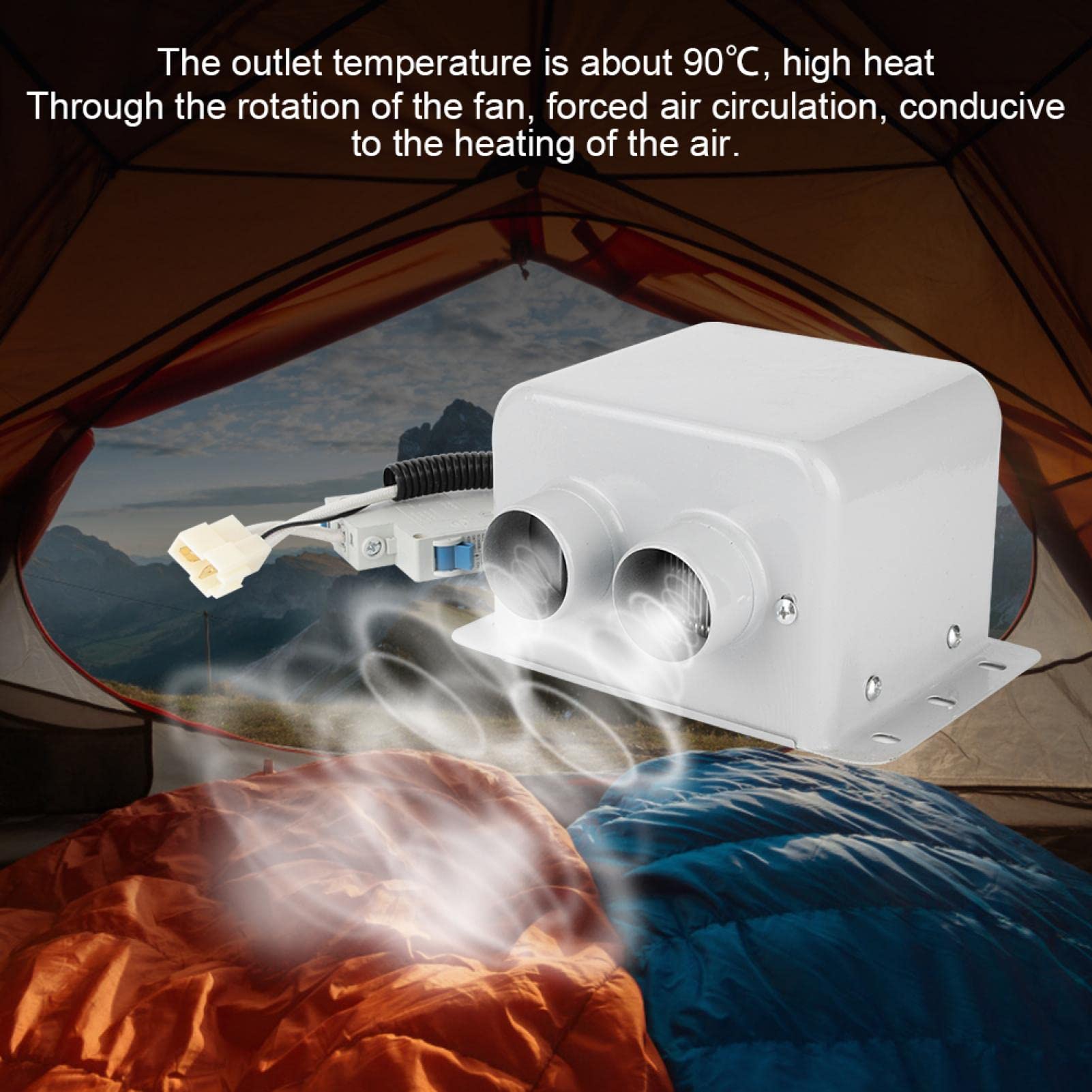 Riscaldatore per Auto ， ixaer 12V 800W 2 Prese d'Aria Riscaldatori Portatili per Auto con Filo di Rame Addensato Riscaldatore di Spazio Invernale Sbrinatore Sbrinatore (12V)