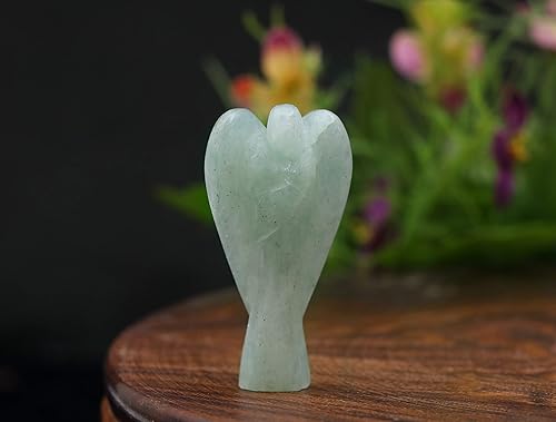 Miniatura 5 de Crocon Figura de ángel de bolsillo tallada a mano de jade verde, guardián de la paz, estatua curativa de buena suerte, generador de energía, regalo