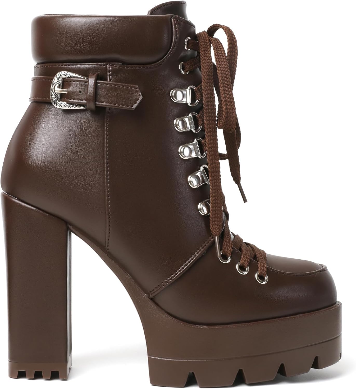 Susanny Sexy High Heels for Women Boots Round Toe Platform Booties Lace Up Suede Side Zipper Ankle Bootie - Image 7