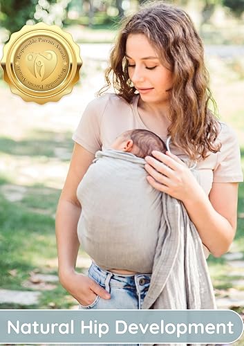 Miniatura 2 de Portabebés y anillo 100% muselina de algodón para bebés, portabebés delantero y pecho recién nacido, portabebés para niños pequeños - Gris