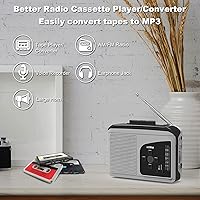 Vista 2 de Convertidor de reproductor de casete de radio AMFM, grabadora de voz, reproductor de casete Walkman portátil MYPIN - Cinta de casete de audio a MP3