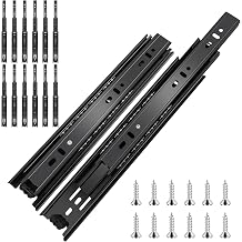 10 inch Ball Bearing Drawer Slides 6 Pairs 12pcs - 100LB Capacity, Full Extension Side Mount Slides for Kitchen Cabinets, Wardrobes, Office Furniture Black 10inch