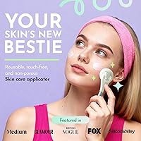 Vista 2 de Aplicador de suero para cara con espátula, herramienta reutilizable para el cuidado de la piel azul cielo para sueros, aceites, protector solar