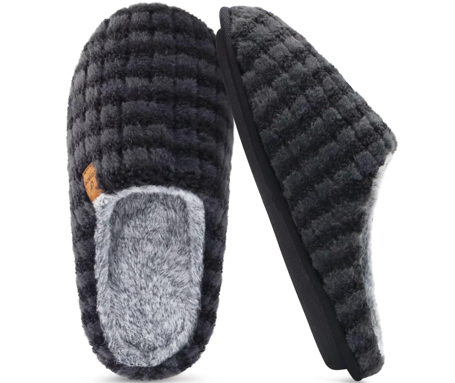 COFACE Unisex Mens Womens Cozy Memory Foam Scuff Slippers Casual Slip On Warm House Shoes Indoor/Outdoor Sandal Slippers With Arch Support Rubber Sole Size 4-15