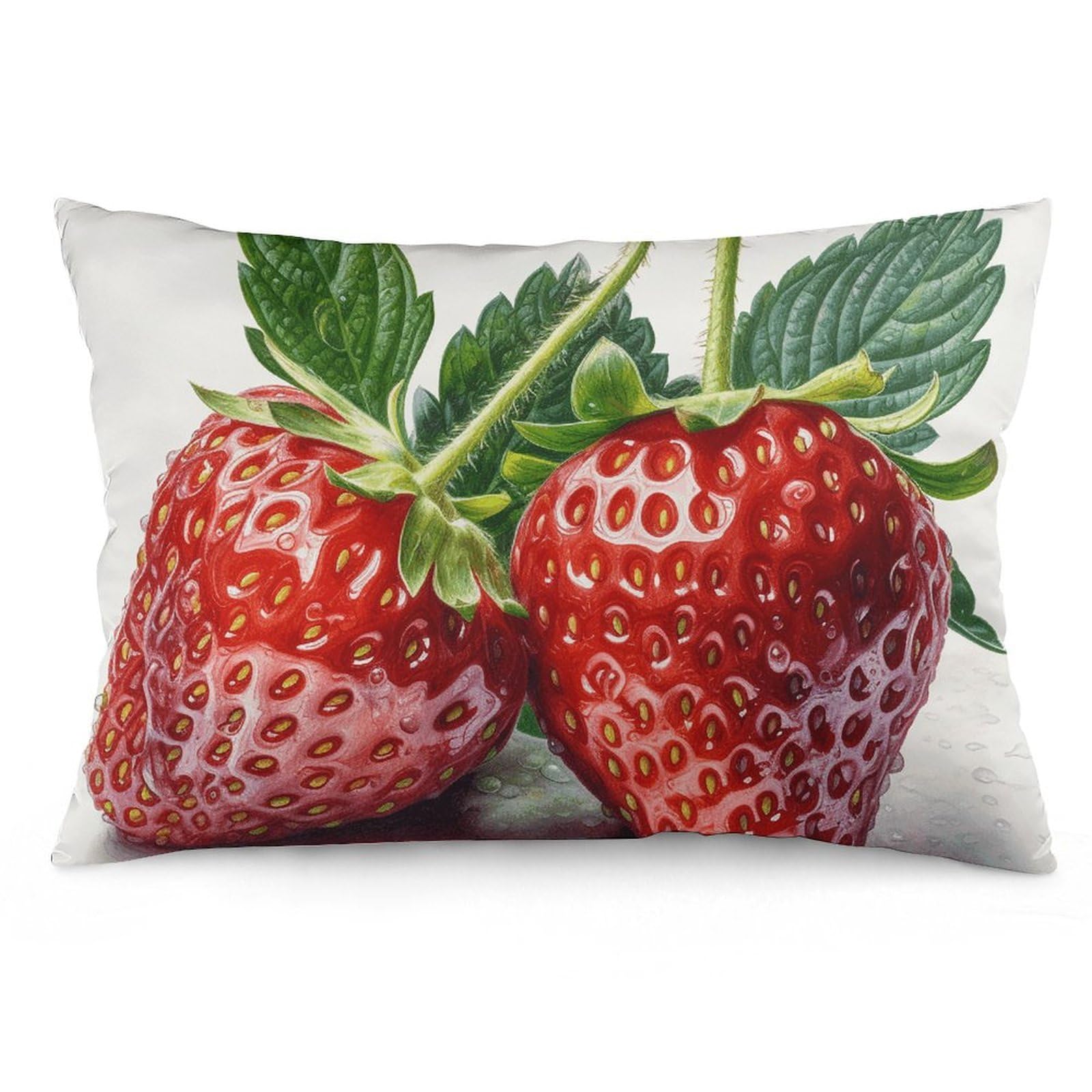 2 Pack Pillow Cases for Hair and Skin, Soft Breathable Pillow Case Covers with Hidden Zipper, Two Strawberries Pillowcase 16 "x24 Pillow Covers for Sleeping Gift