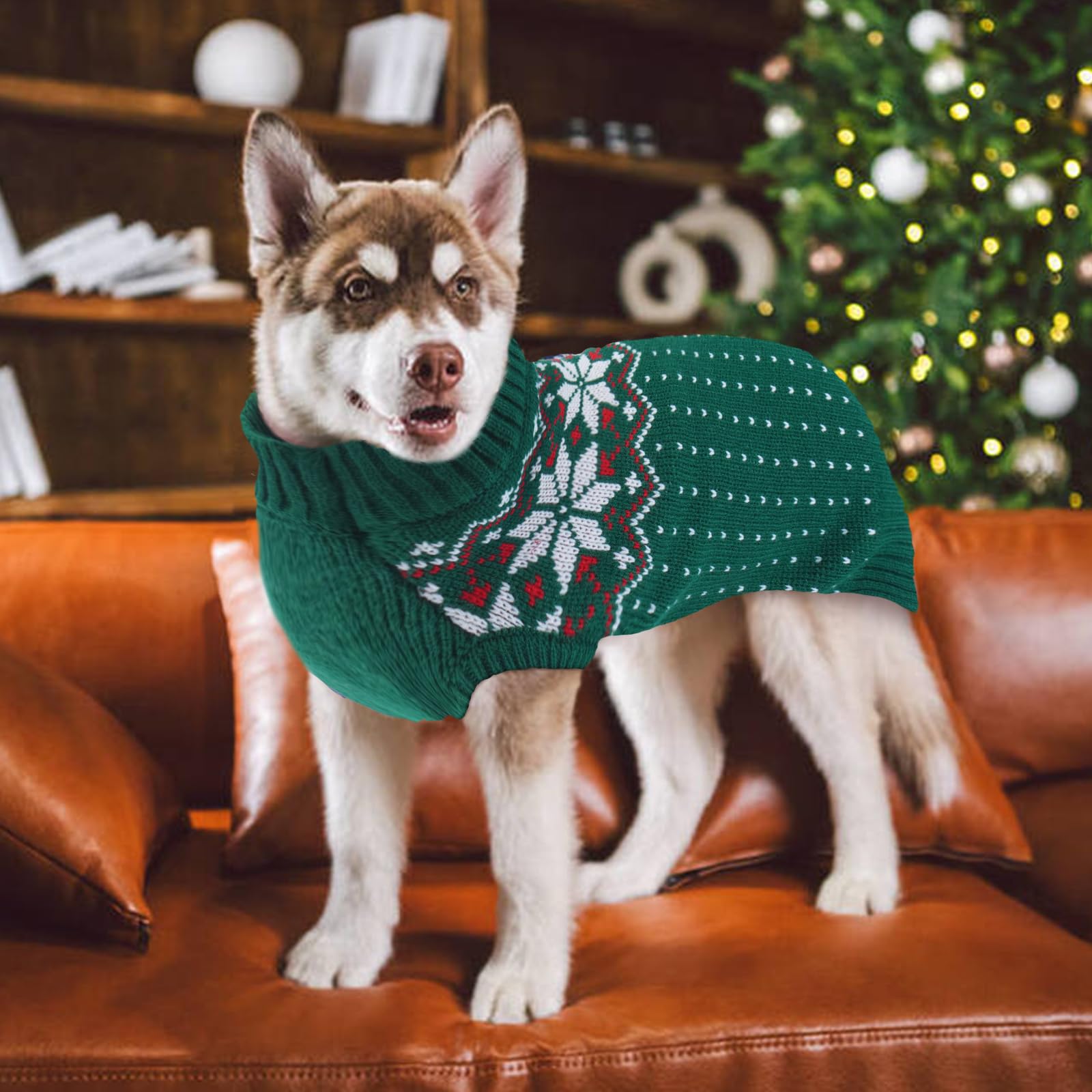Maglione caldo per cani e gatti di piccola e media taglia, pullover invernale per animali domestici (XL, verde)