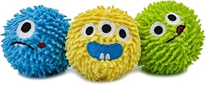 HugSmart Pet – Spiky Monster Dog Balls (3-Pack) | Plush Squeaky Ball for Dogs, Small, Medium Breeds ｜No Stuffing, Interactive Fetch, Squeaky Dog Toys for Aggressive Chewers, Designed in Canada