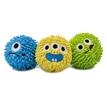 HugSmart Pet ? Spiky Monster | 2 ? in -1 Plush and Squeaky Spiky Ball for Dog?No Stuffing Interactive Fetch Dog Toys for Small Medium Large Breeds (3 Pack)
