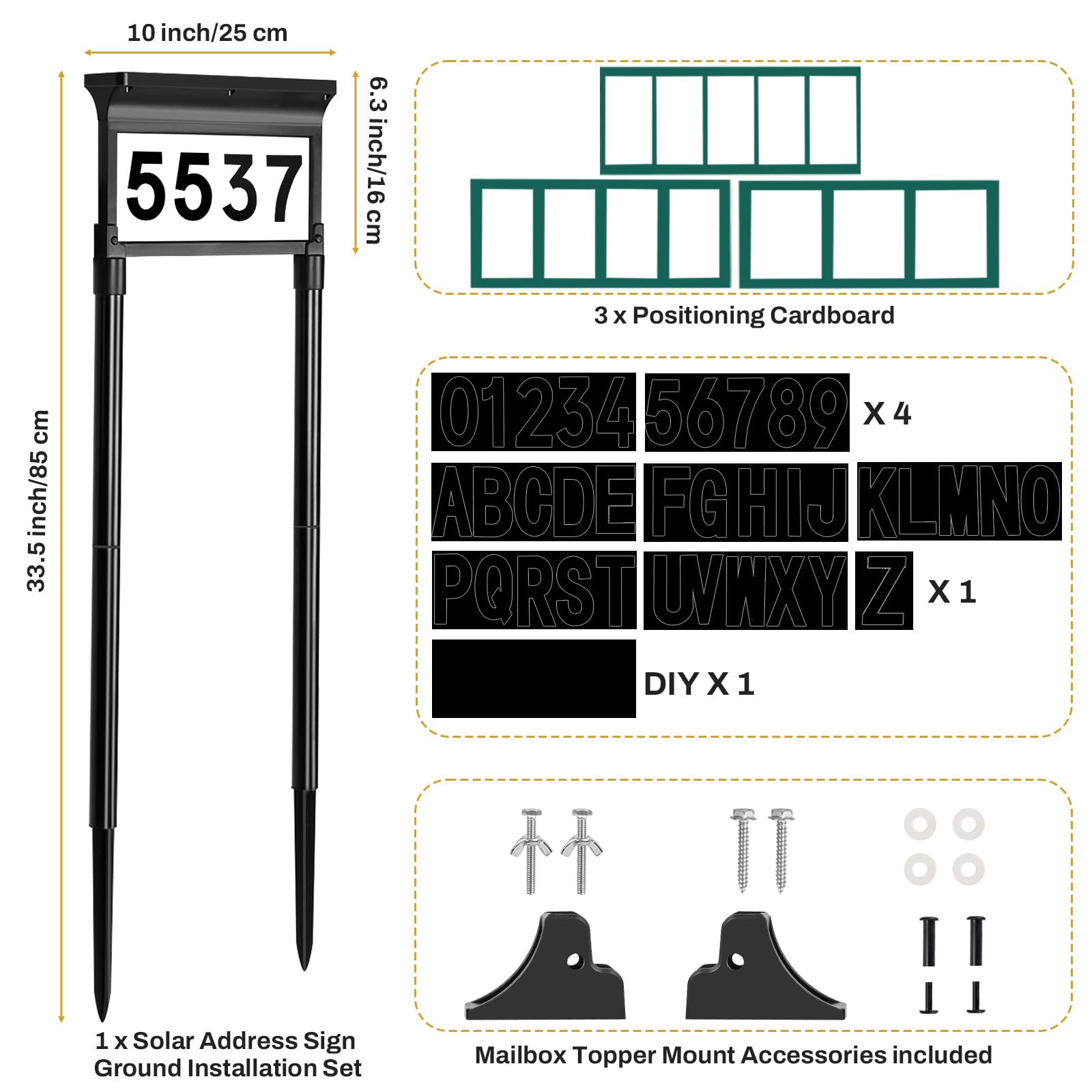 Lacasa Solar-Adressschilder, doppelseitige Beleuchtung, Solarhausnummern