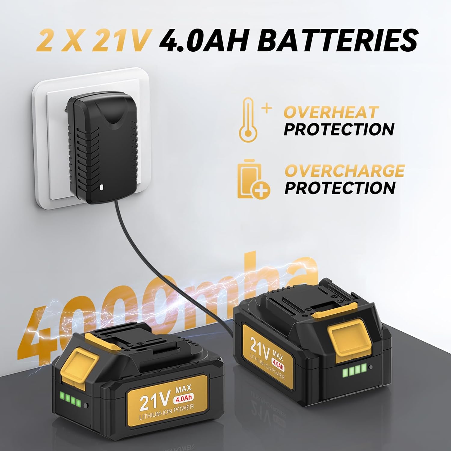 Leaf Blower Cordless,650 CFM & 160 MPH Electric Cordless Leaf Blower with 2 * 4.0Ah Batteries & Noise-Reduction Ear Muffs,3 Speed Powerful Blowing Ideal for Lawn Care, Blowing Leaves, Dust, Snow