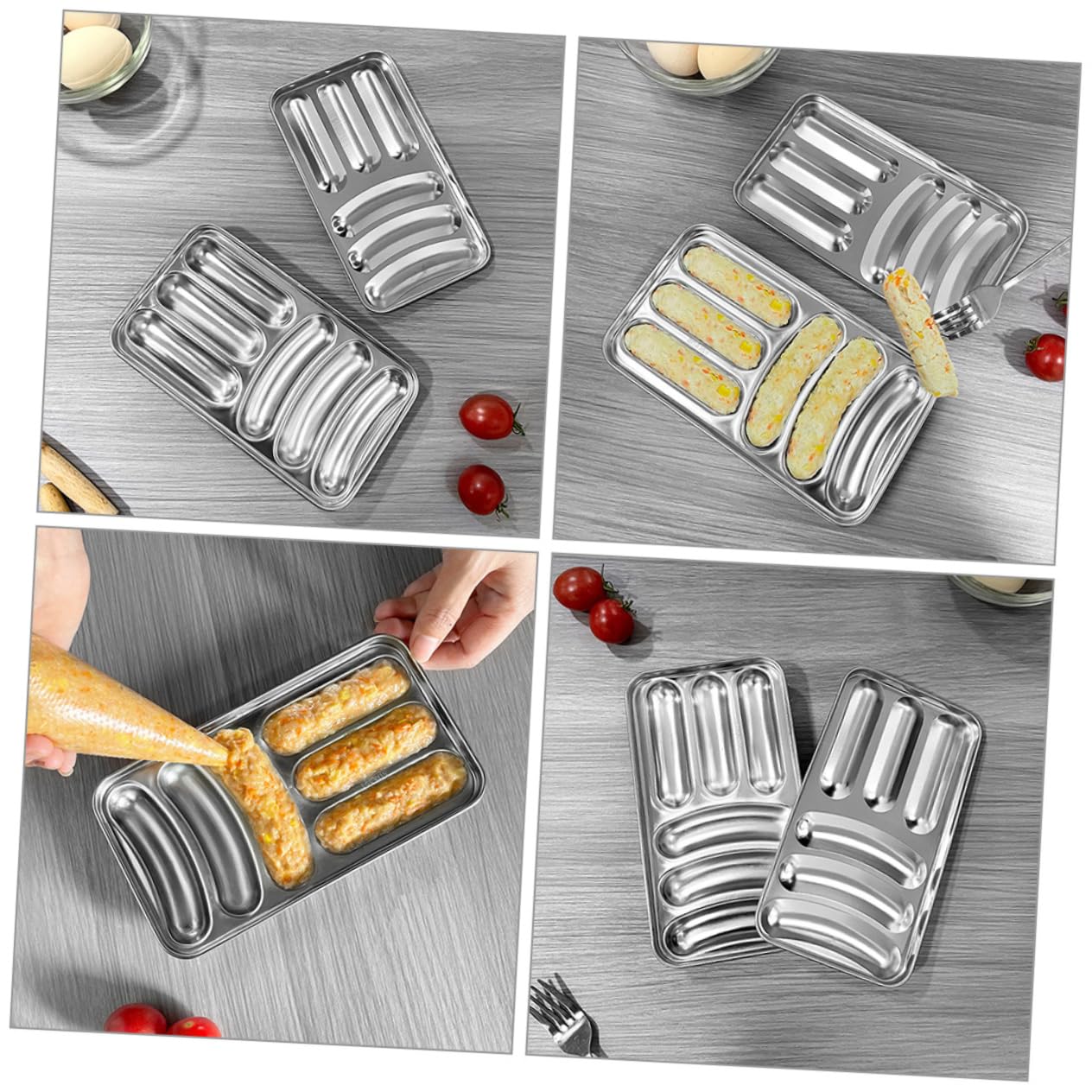 Moule à Baguette Et Hot-dog Antiadhésif - Lot De 3, 18,5x6,5cm, Acier Au Carbone