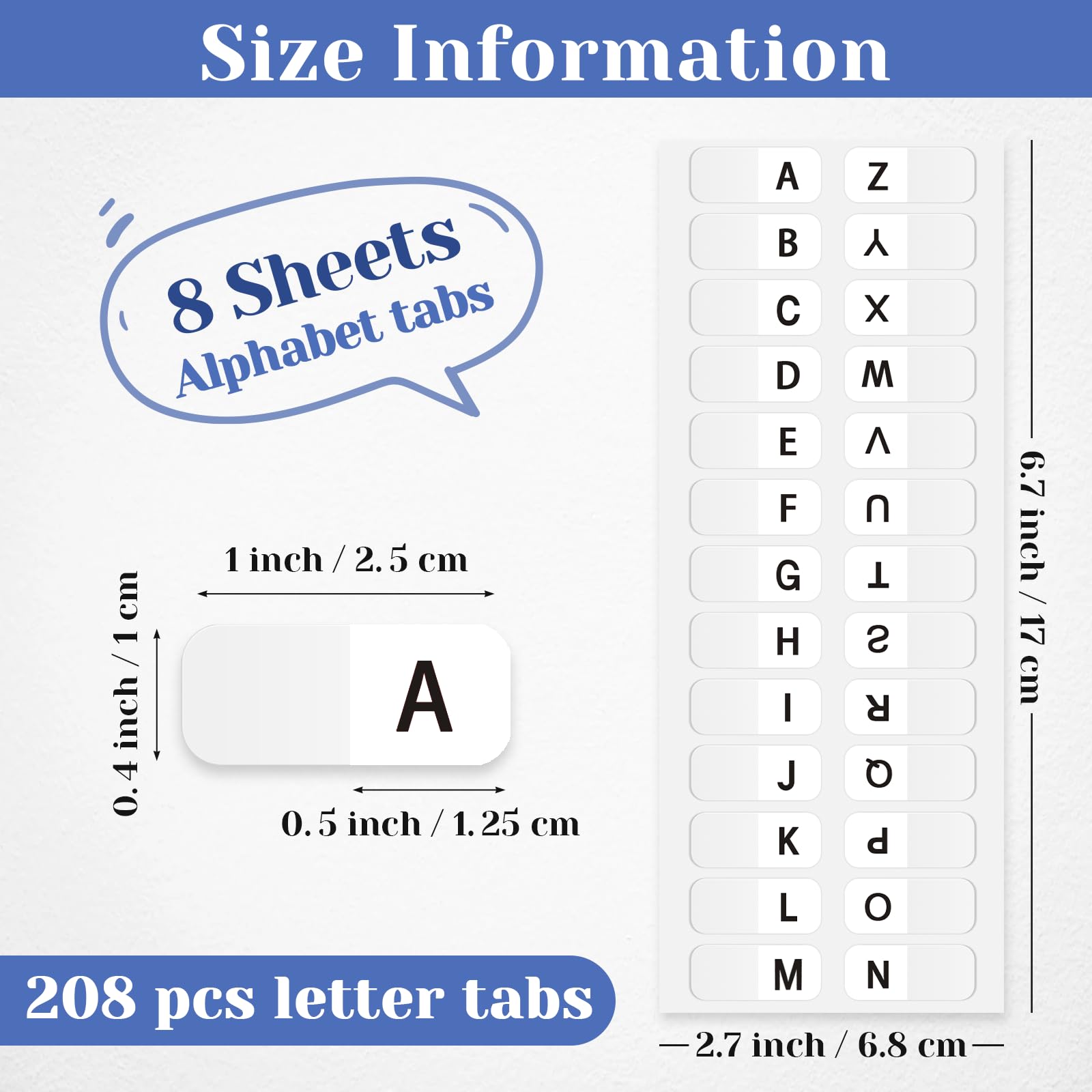 るしページ Amazon.com : A-Z Sticky Alphabet Tabs, 208PCS Index Labels for