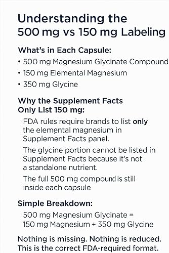 Miniatura 3 de Glicinato de magnesio 500 mg - 100 cápsulas  Forma quelada suave  Soporte muscular, nervioso y óseo  Suplemento dietético  GMP fabricado en los