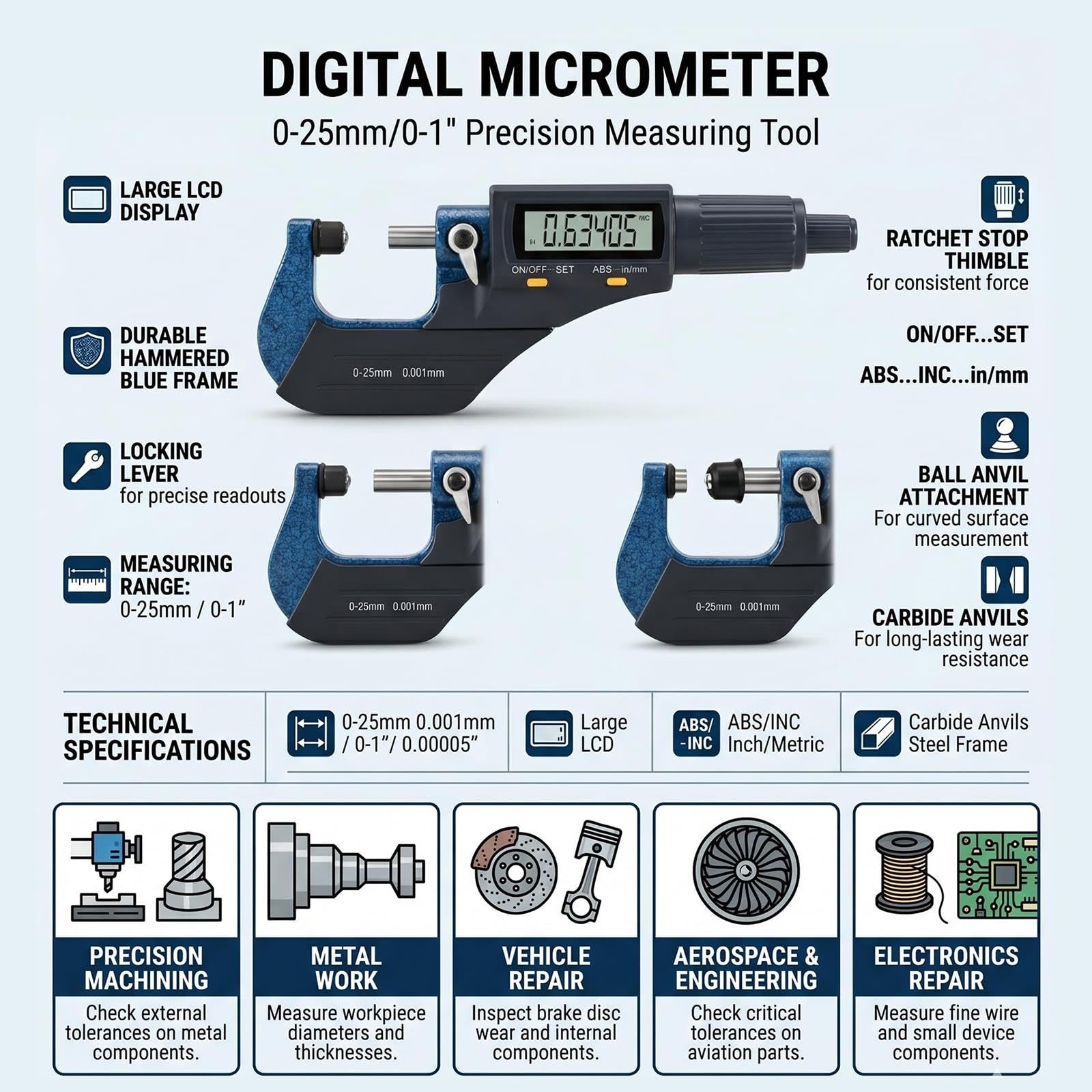 MicróMetro ElectróNico Digital, Herramienta De MedicióN De Alta PrecisióN