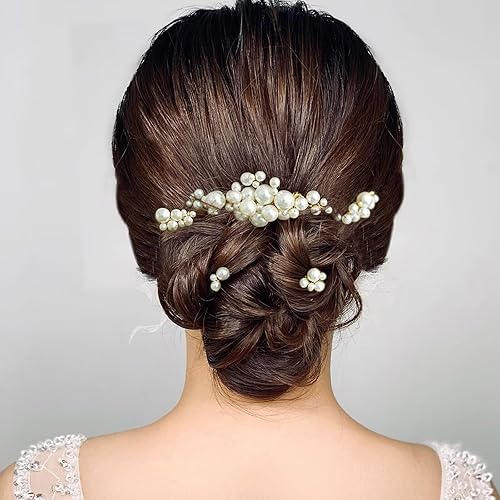 Miniatura 5 de Sppry - Peine para el pelo para novia, diseño de perlas de cristal, Plateado