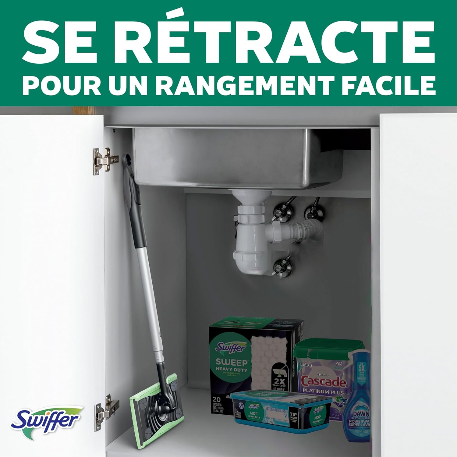 Swiffer Sweep and Mop Deluxe, 2-in-1 Floor Mopping and Sweeping Kit, Kit Includes 1 Sweeper Device, 5 Heavy Duty Dry Sweeping Cloths, 6 Heavy Duty Wet Mopping Cloths - Image 10