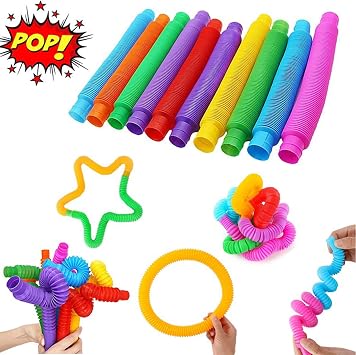 CONNECTION 16 PCS Mini Pop Tubes Sensory Fidget Toys, Colourful Tubes