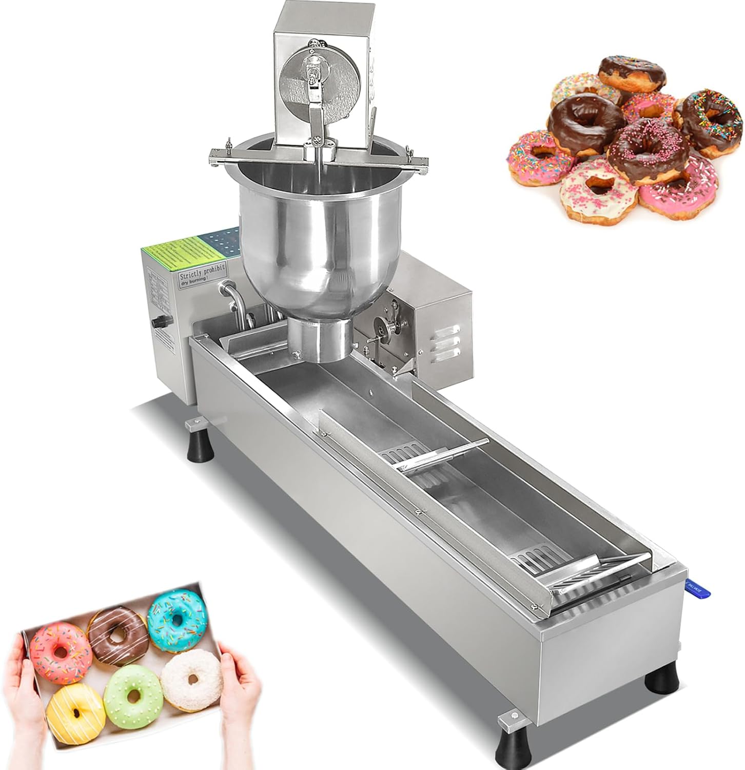 Commercial Single Row Mini Donut Maker Machine,Frying Donuts Maker,Automatic Doughnut Maker, For Restaurant, Bakery, Party, Dessert Shop, 450-800 Pcs/Hour(Single Row)