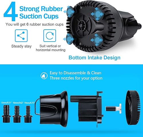 CWKJ Fountain Pump, 550GPH (40W 2200L/H) Submersible Water Pump, Durable Outdoor Fountain Water Pump with 6.5ft Tubing (ID x 1/2-Inch) for Aquarium, Pond, Fish Tank, Water Pump Hydroponics, Backyard