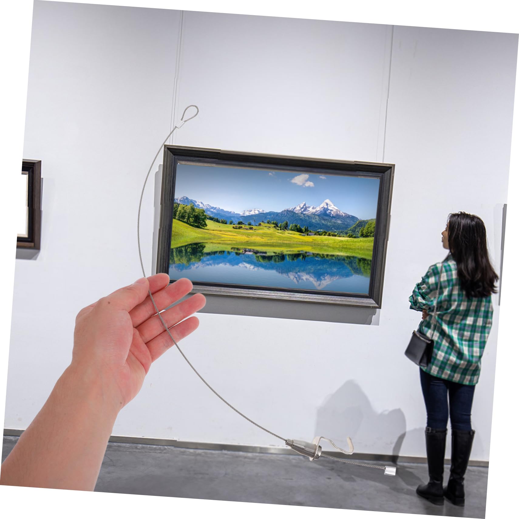 10juegos Ganchos Para Rieles De Cuadros Cable De Acero Ajustable Sistema Para Colgar Cuadros Gancho Regulable Kit Para Colgar Marcos De Fotos Adecuado Para Galerías y Exposiciones
