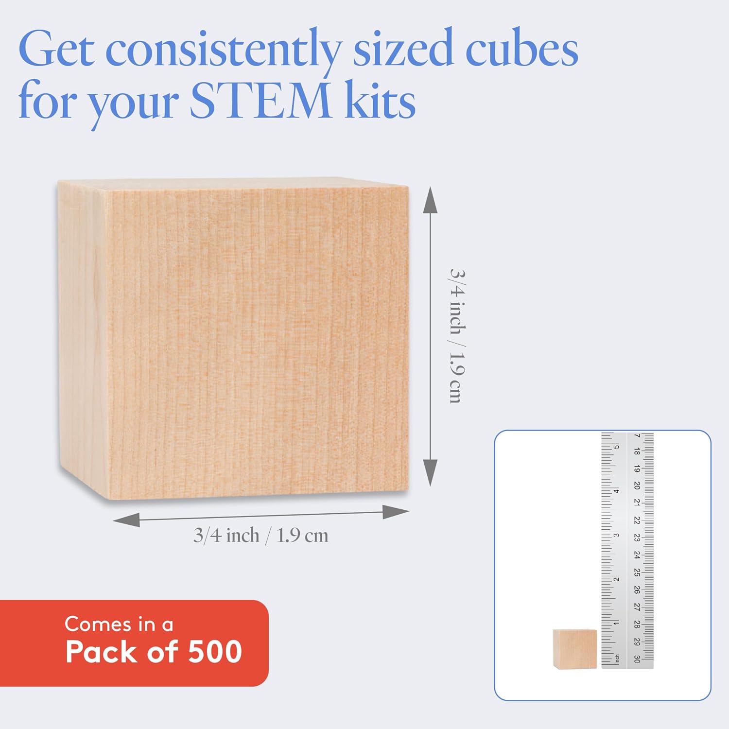 Woodpeckers Birch Wood 3/4 Inch Unfinished Craft Wood Blocks, Pack of 500 Square Wooden Cubes