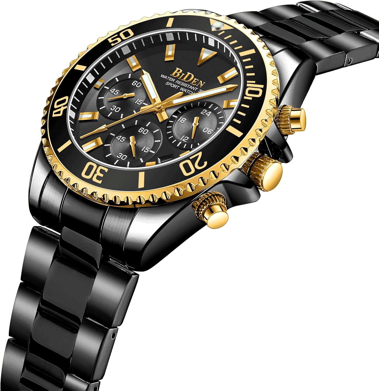 HANPOSH Heren chronograaf horloge roestvrij staal waterdicht