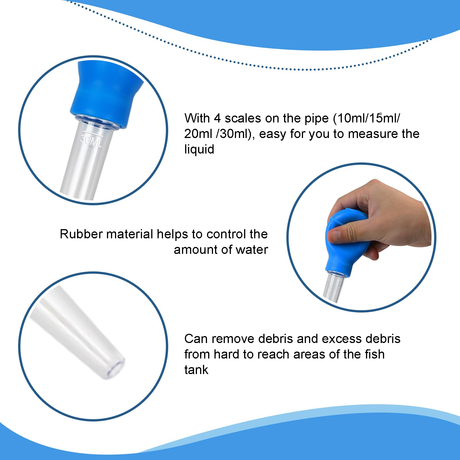 Aquarium Reinigung Tropfer 30ml Aquarium Reinigung Abfall Entferner Aquarium Kies Reinigungsstroh Blau